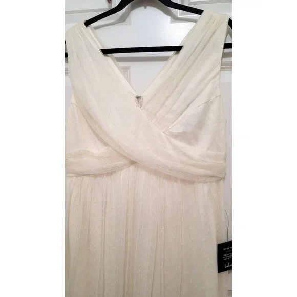 NWT! Lulus Mesmerized By You Cream Dotted Tulle Midi Dress - Picture 8 of 13
